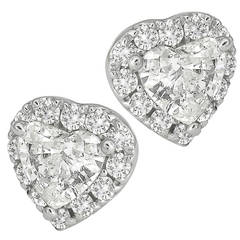 Heart Shaped Diamond White Gold Earrings