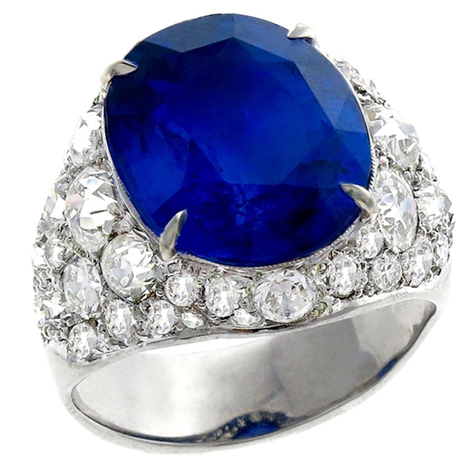 15.76 Carat Sapphire Diamond Gold Cocktail Ring For Sale