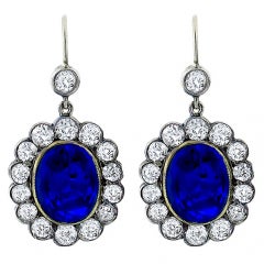 Sapphire Diamond Cluster Earrings