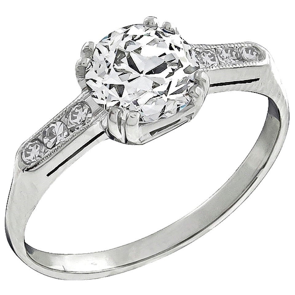 GIA Certified 1.25 Carat Diamond Platinum Engagement Ring For Sale at