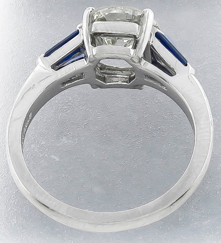 Women's Angelo & Christiani 2.02 Carat Sapphire Diamond Platinum Engagement Ring 
