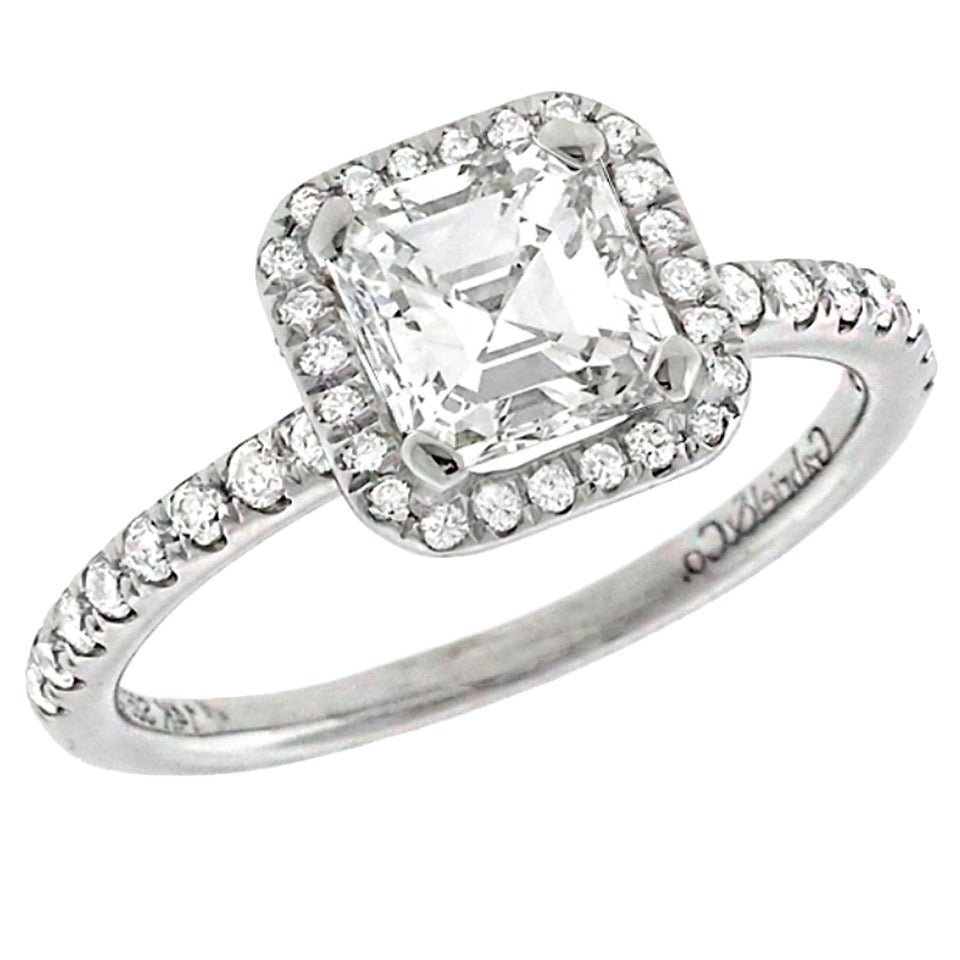 Asscher Cut GIA Cert 1.16 Carat Diamond Gold Engagement Ring