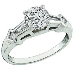 GIA Cert 1.02 Carat Diamond Platinum Engagement Ring