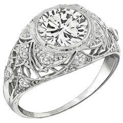 Used Edwardian GIA  Cert 2.20 Carat Diamond Platinum Engagement Ring