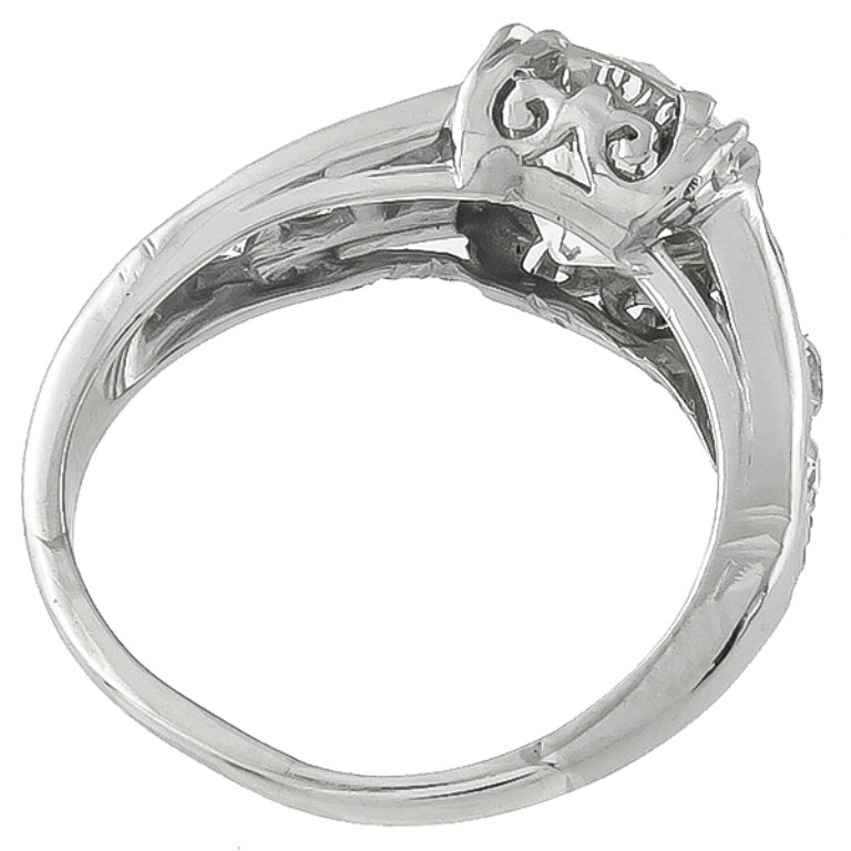 2.20ct. Old European Cut Diamond Platinum Engagement Ring In New Condition For Sale In New York, NY