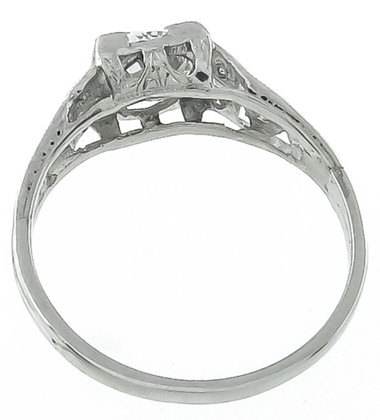 Round Cut 0.91ct. Old Mine Cut Diamond Platinum Engagement Ring
