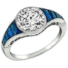 Anello di fidanzamento in platino con zaffiro e diamante da 2.16 carati