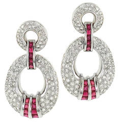 Ruby Diamond Gold Door Knocker Earrings