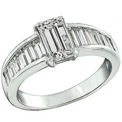 1.01 Carat Emerald Cut Diamond Gold Engagement Ring