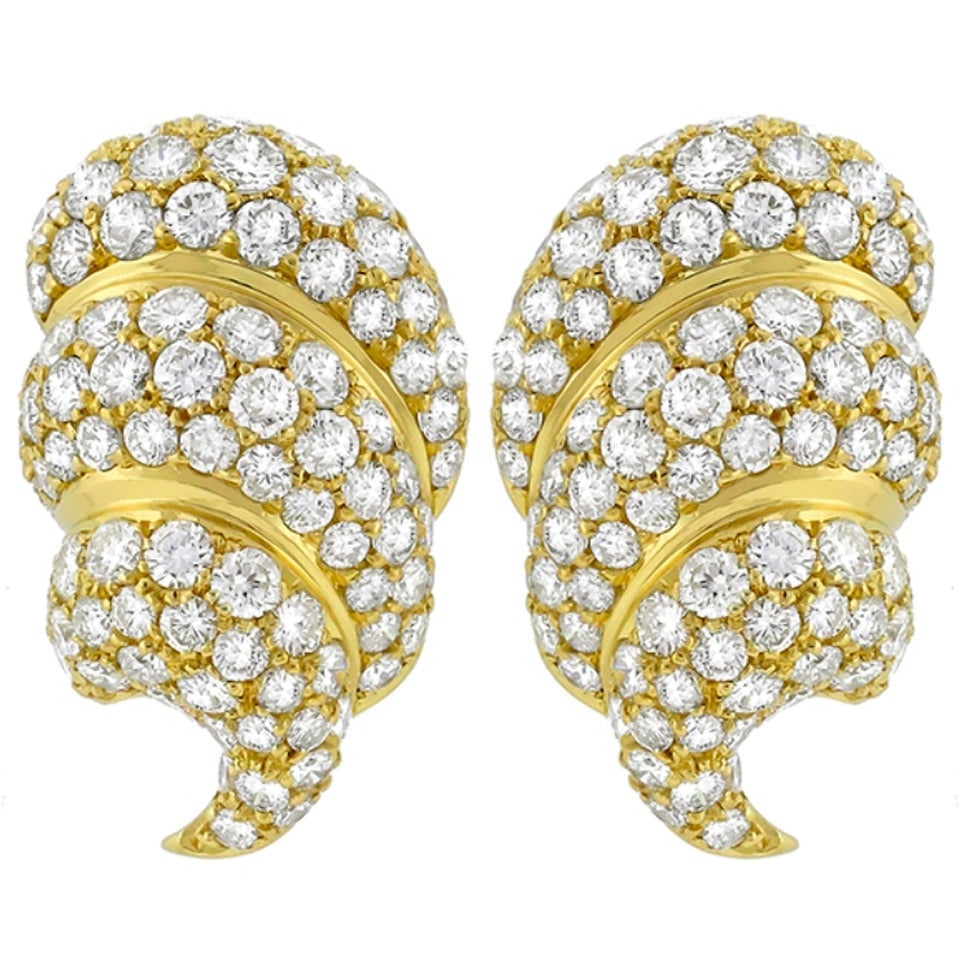 Large Diamond Gold Ear Clips For Sale