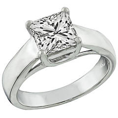 2.24 Carat Princess Cut Diamond Gold Engagement Ring