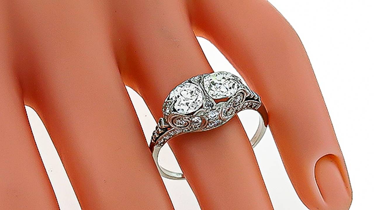 Women's Edwardian Cushion Cut Diamond Platinum Ring