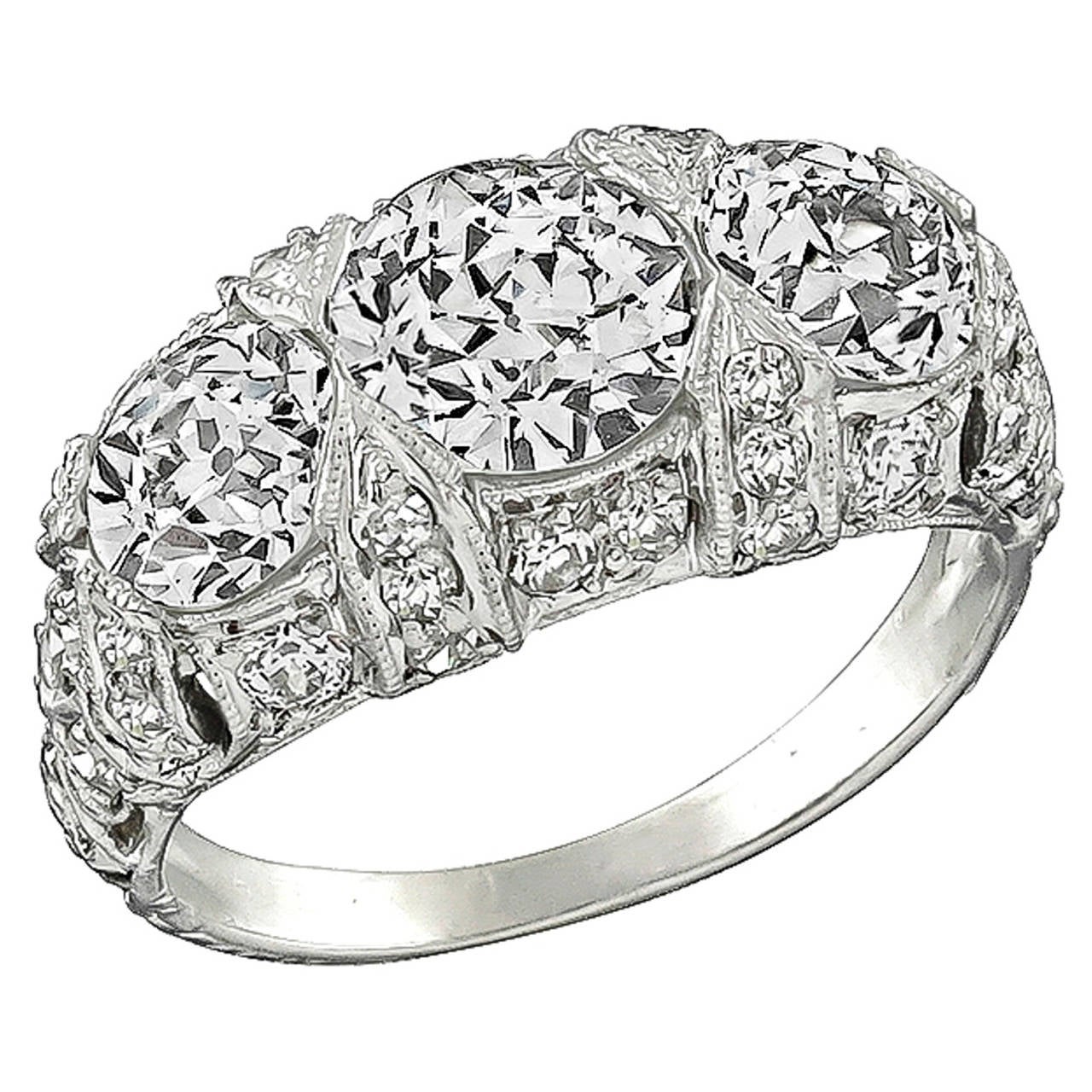 GIA 1.24 Carat Center Diamond Platinum Anniversary Ring For Sale at ...