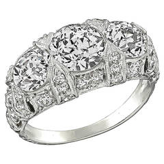 GIA 1.24 Carat Center Diamond Platinum Anniversary Ring 9