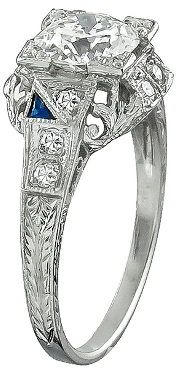 Art Deco 1,04 Karat GIA-zertifizierter Diamant Platin Verlobungsring im Zustand „Neu“ im Angebot in New York, NY