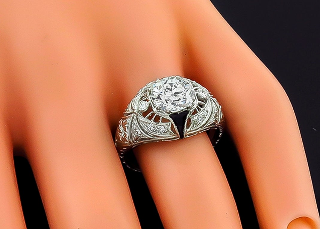 Bague de fiançailles diamant onyx certifié GIA de 1,89 carat Neuf - En vente à New York, NY