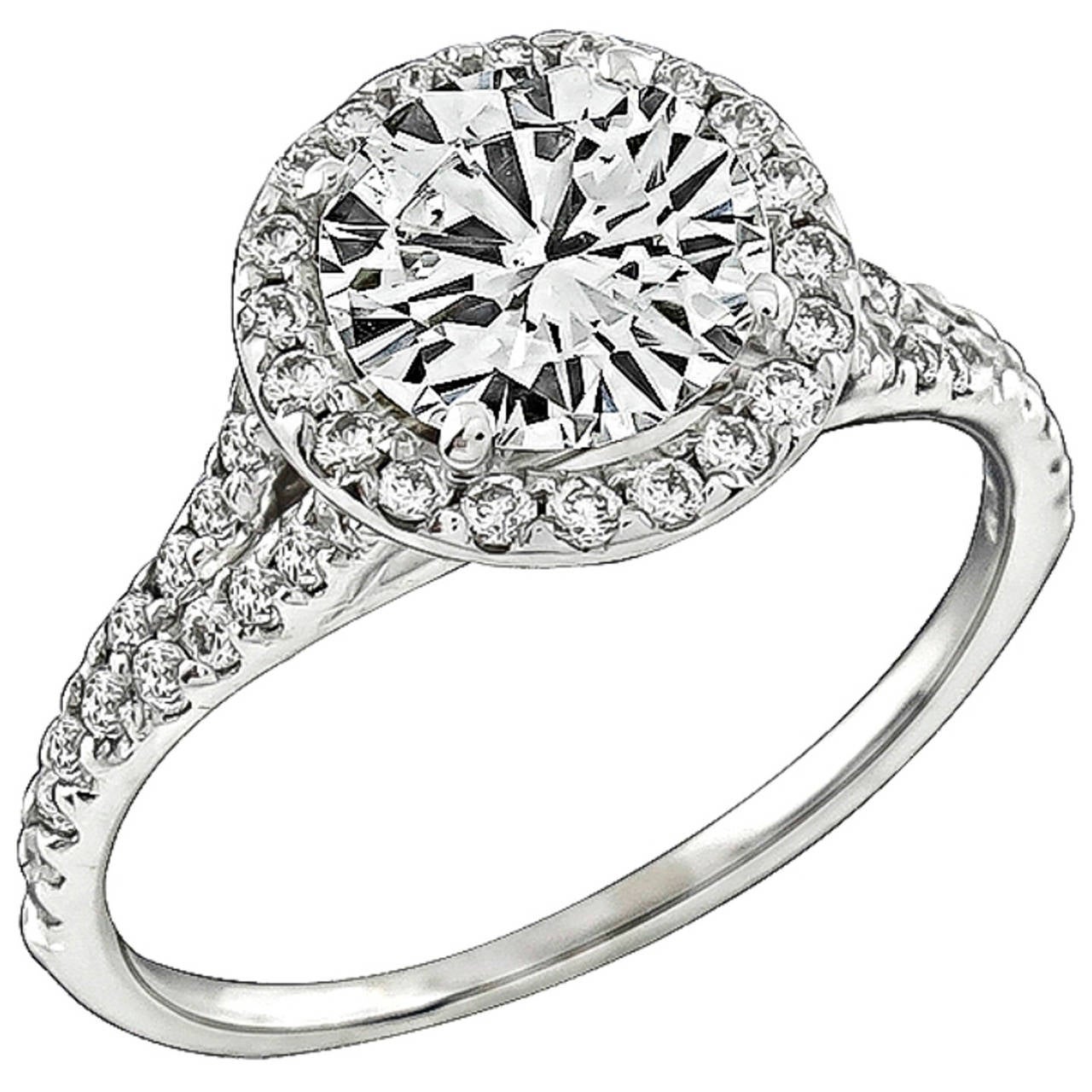 1.06 Carat GIA Cert Diamond Gold Halo Engagement Ring