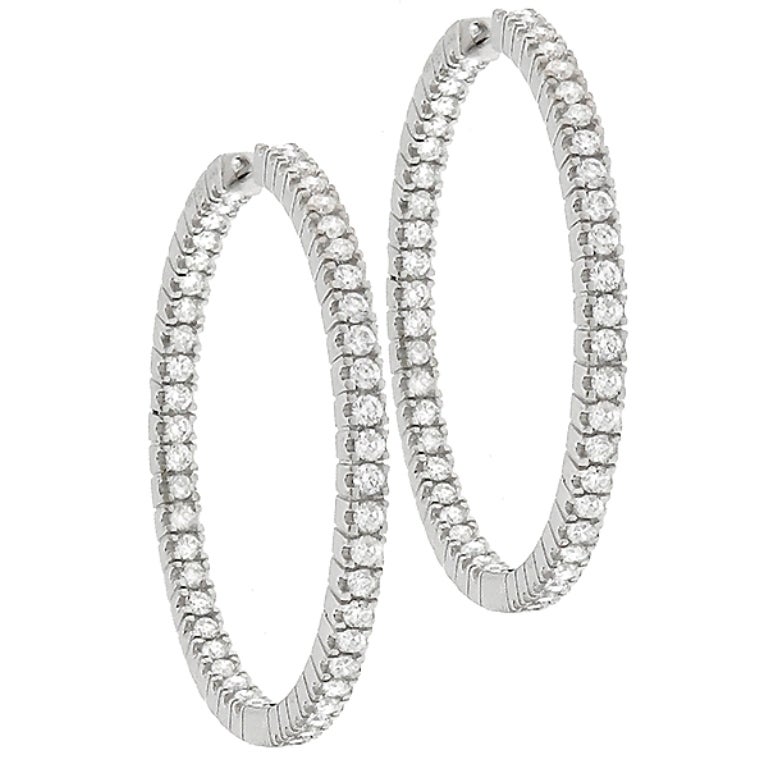 2.48ct Diamond Inside Out Gold Hoop Earrings For Sale