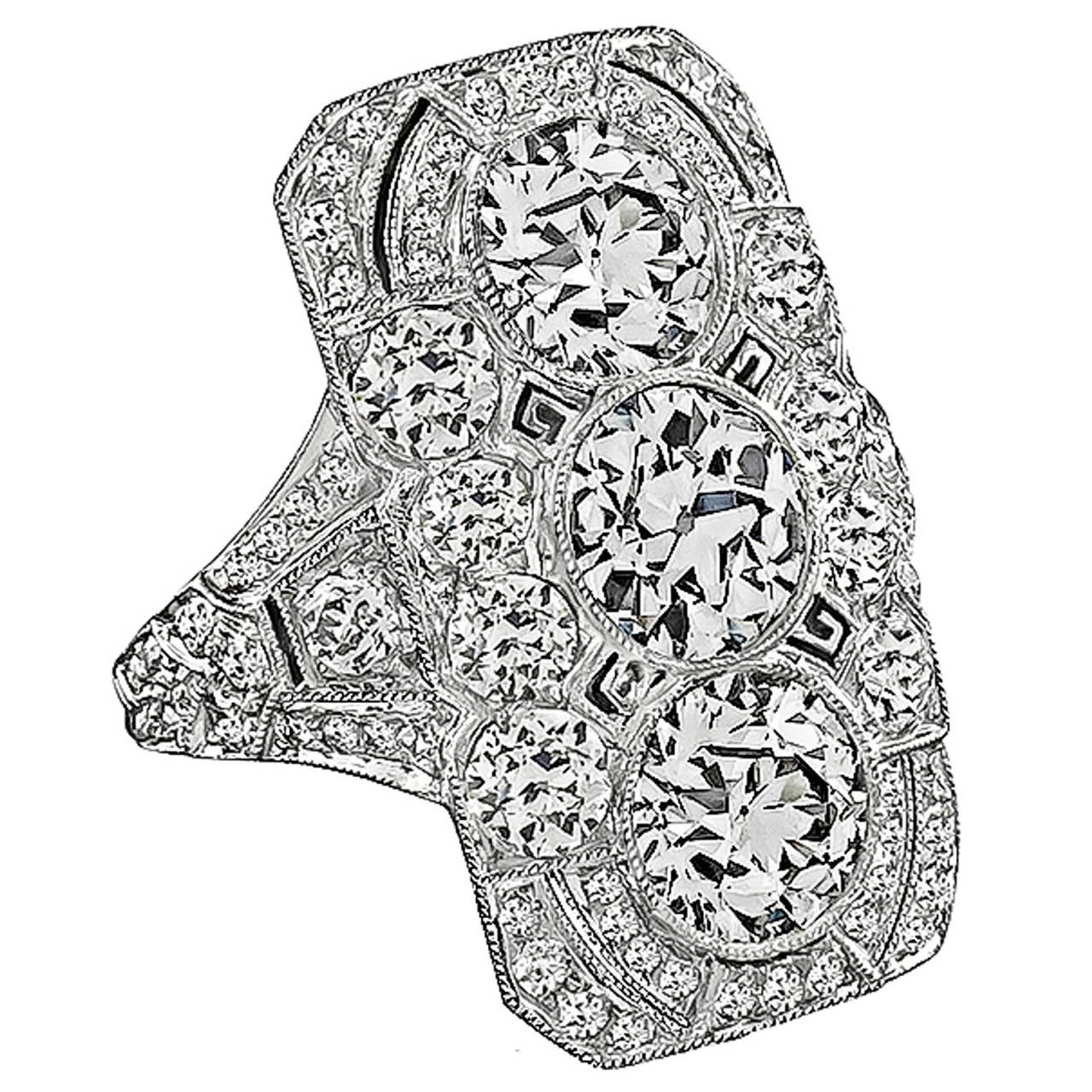 Breathtaking Art Deco 6ct. Diamond Platinum Ring