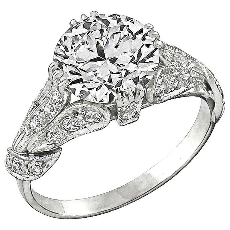 3.01 Carat GIA Certified Diamond Platinum Ring For Sale