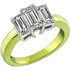 Vintage GIA 1.05 Carat Emerald Cut Diamond Gold Engagement Ring