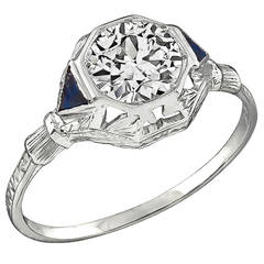 Art Deco 1.16 Carat Diamond Gold Engagement Ring