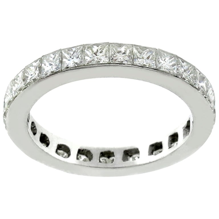2.25 Carat Princess Cut Diamonds Platinum Eternity Band In New Condition In New York, NY