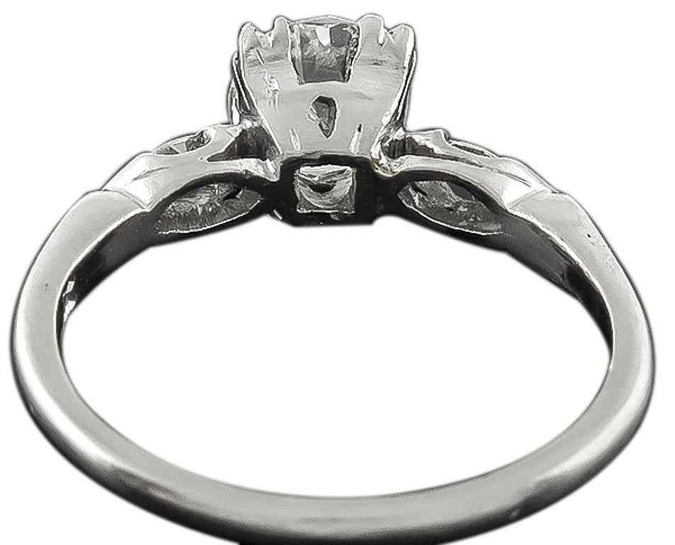 Edwardian 1920s 1.01 Carat GIA Cert Diamond Platinum Engagement Ring For Sale