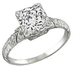 2.05 Carat Cushion Cut Diamond Platinum Engagement Ring 11