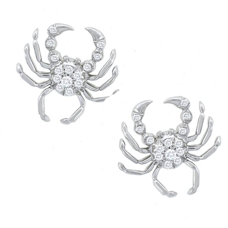 Tiffany & Co. Diamond Platinum Crab Earrings In Excellent Condition In New York, NY