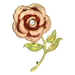 Retro Two Color Gold Rose Pin