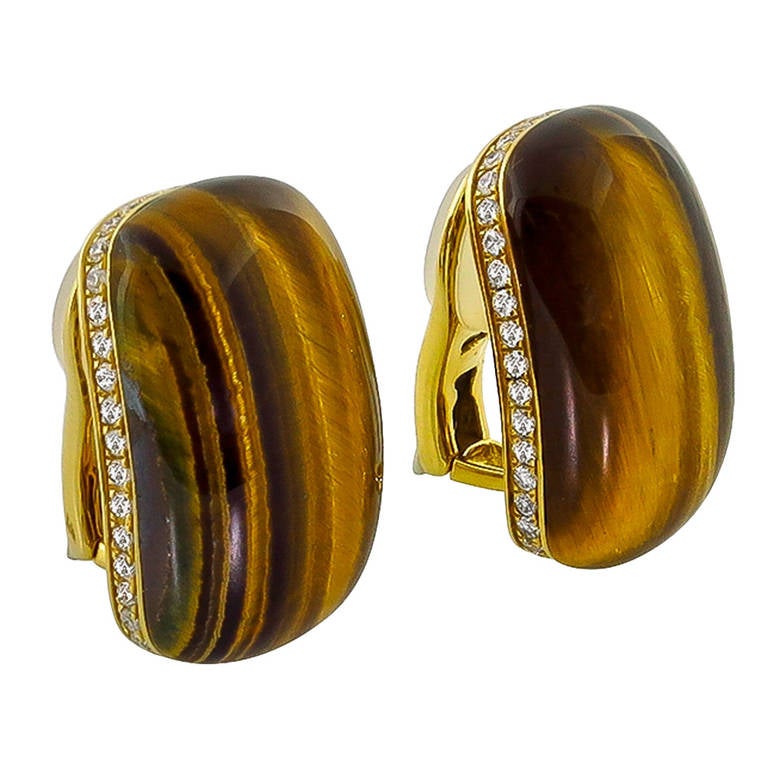 Roberto Coin Tiger Eye Diamond Earrings