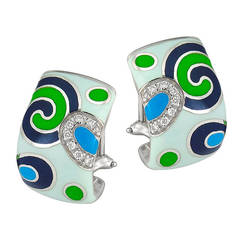 Roberto Coin Enamel Diamond Earrings