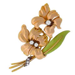 Retro Diamond Two Tone Gold Floral Pin 12