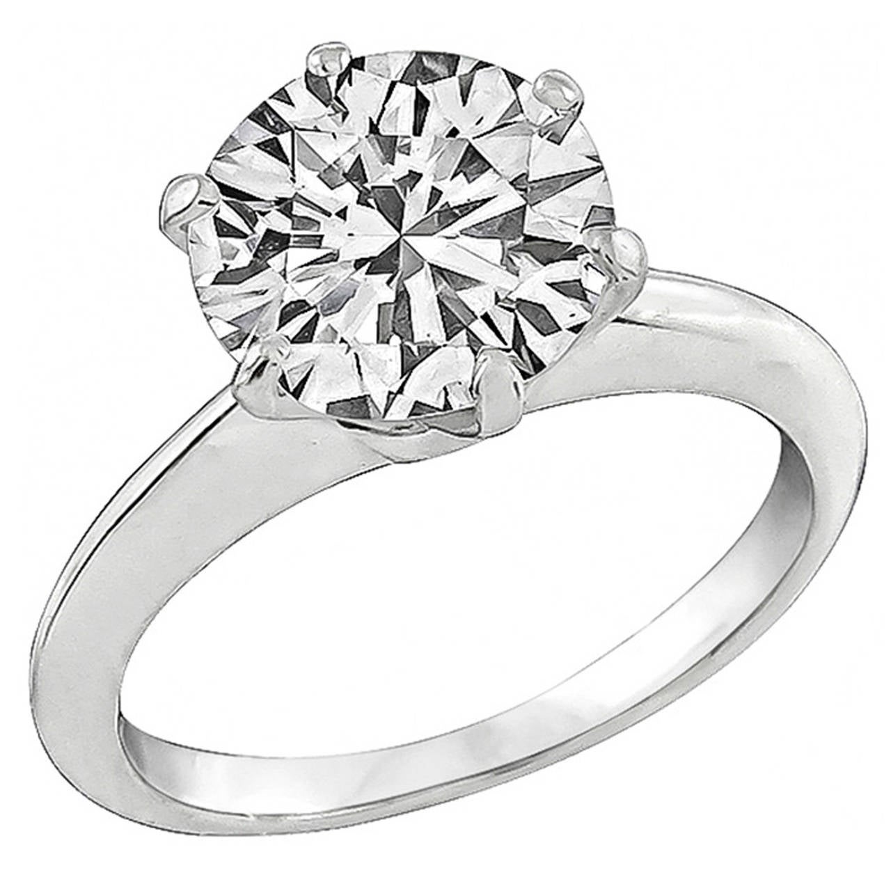 Tiffany & Co. 2.14 Carat Diamond Platinum Solitaire Engagement Ring