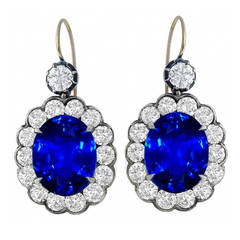 Sapphire Diamond Cluster Drop Earrings 7