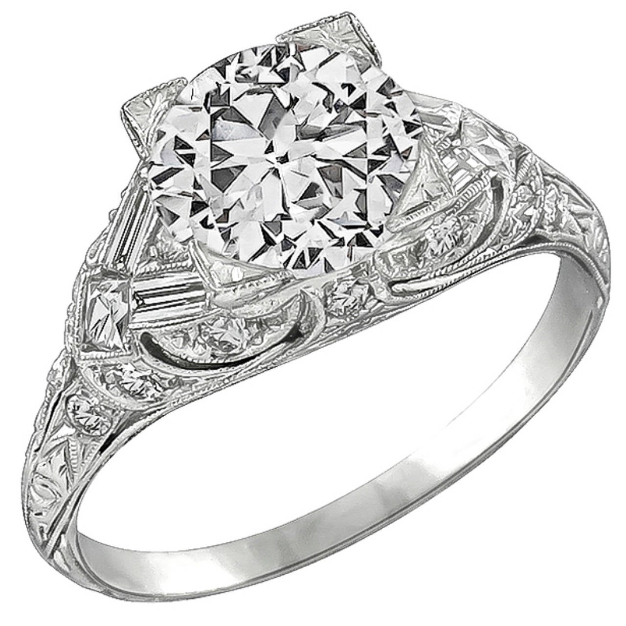 Art Deco GIA  2.04ct Diamond Engagement Ring For Sale