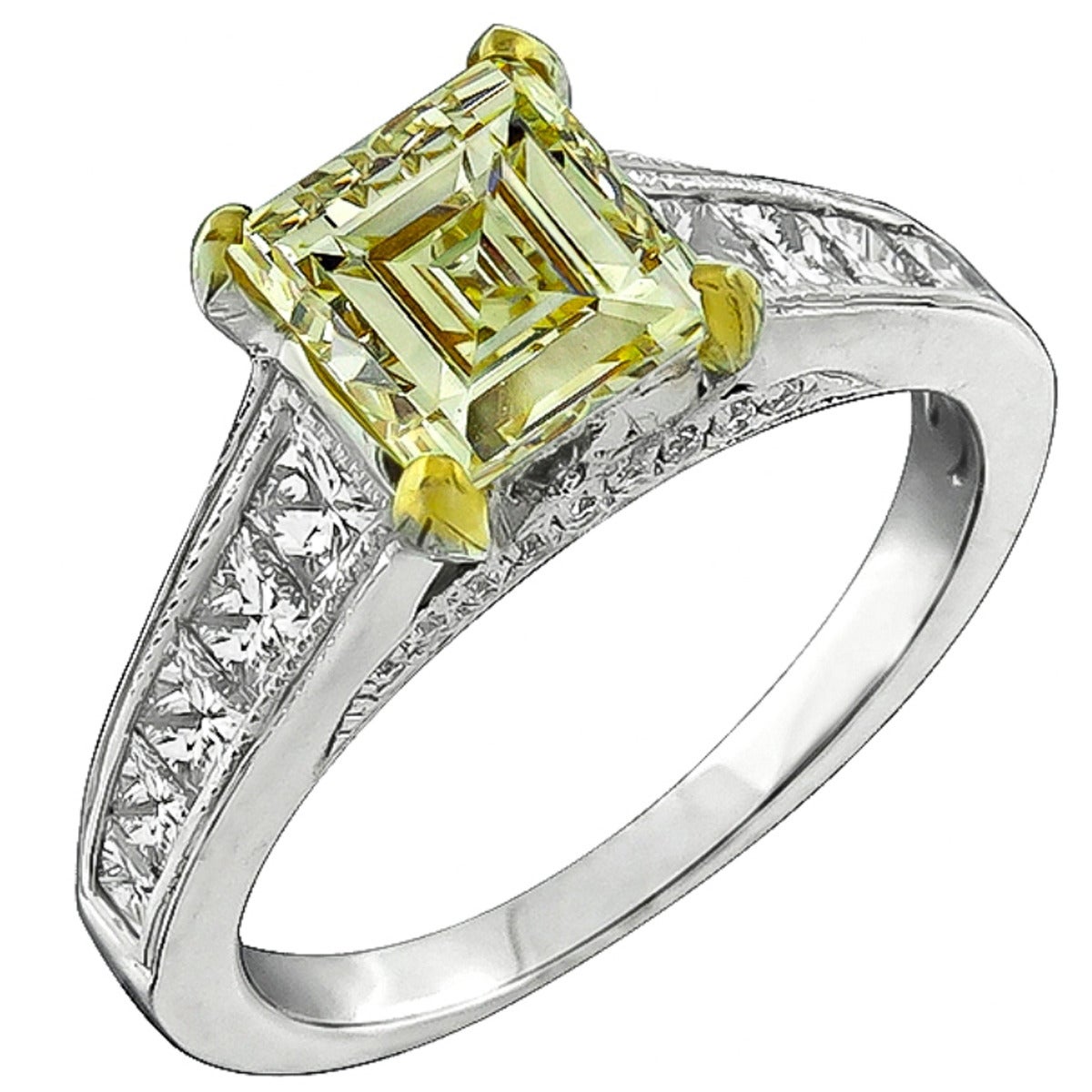 GIA 1.53ct Natural Fancy Light Yellow Diamond Gold Ring at 1stdibs