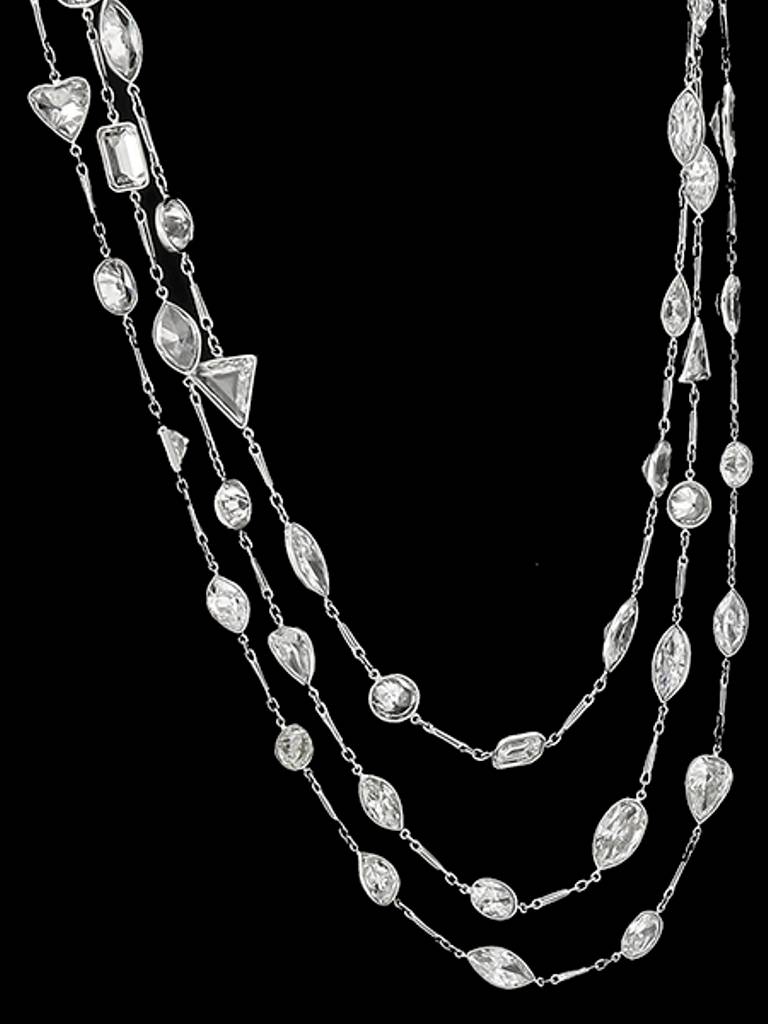 Women's Diamond Platinum By The Yard Necklace For Sale