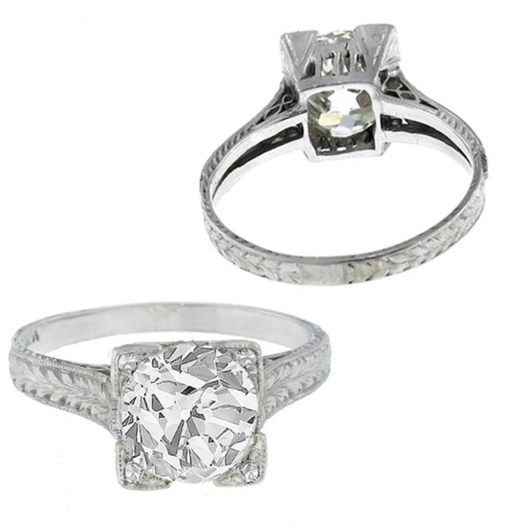 Edwardian GIA Certified 2.04ct. Diamond Platinum Ring