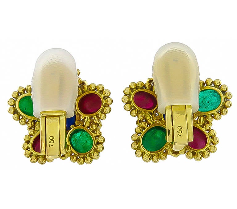 Women's Emerald Sapphire Ruby Diamond Earrings