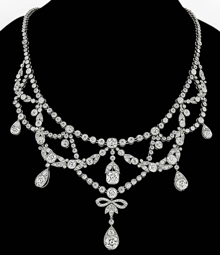 Edwardian French Diamond Platin Halskette 1