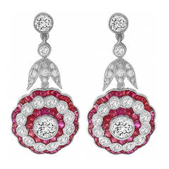 Impressive Ruby Diamond Gold Dangle Earrings 6