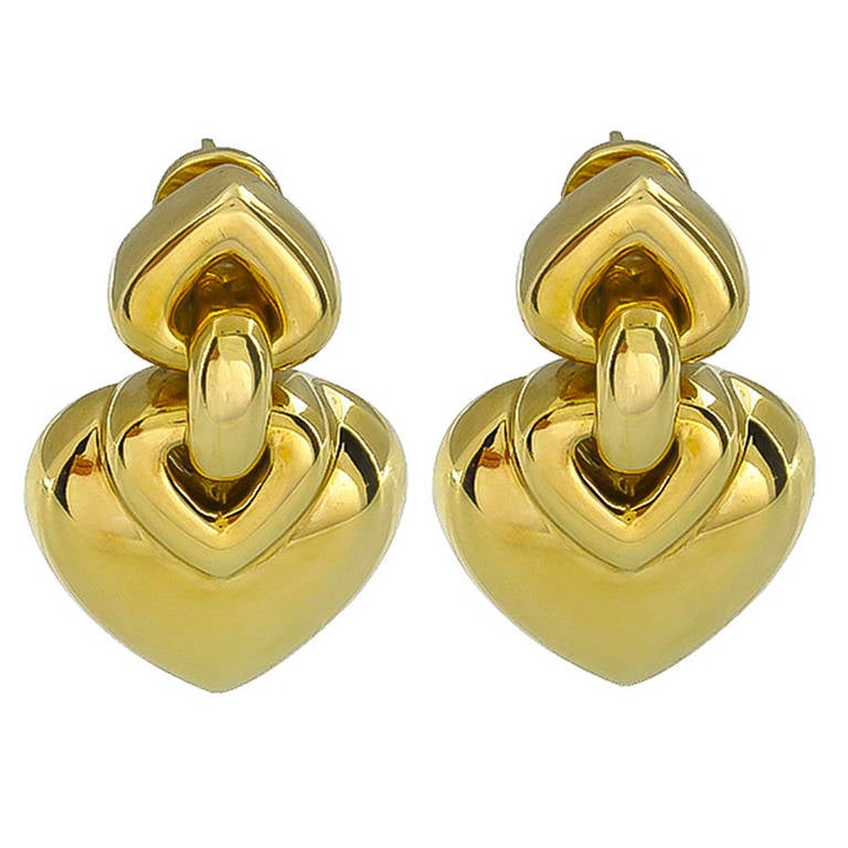 Bulgari Yellow Gold Heart Earrings