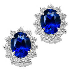Sapphire Diamond Cluster Earrings 8