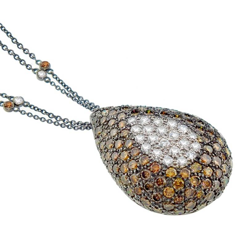 Women's Fancy Color and White Diamond Gold Pendant Necklace