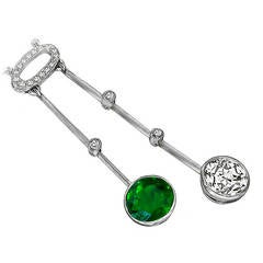 Enticing Edwardian Emerald Diamond Drop Necklace 12