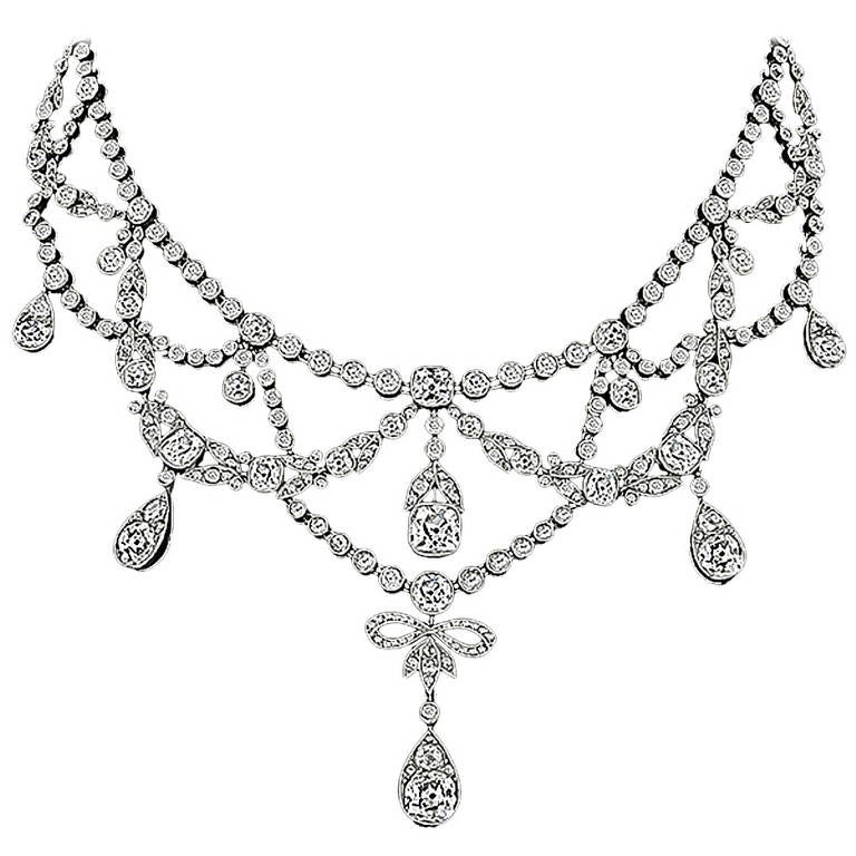 Edwardian French Diamond Platin Halskette