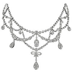 Edwardian French Diamond Platinum Necklace