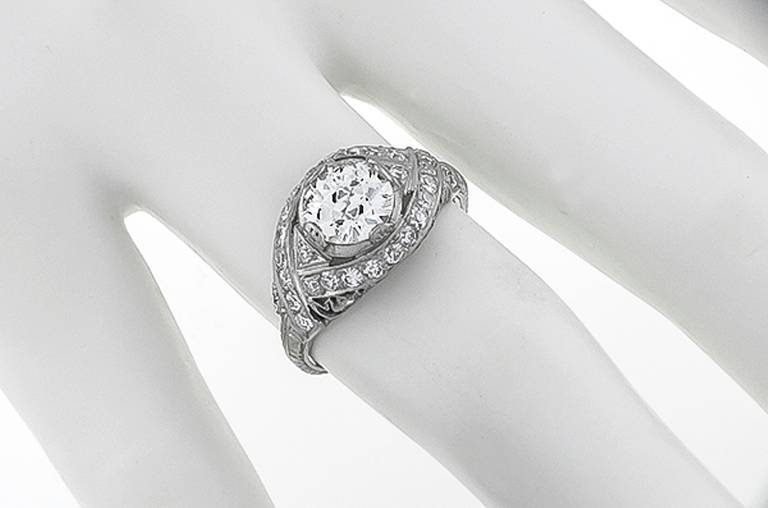 Edwardian Antique GIA Certified 1.27ct. Diamond Ring